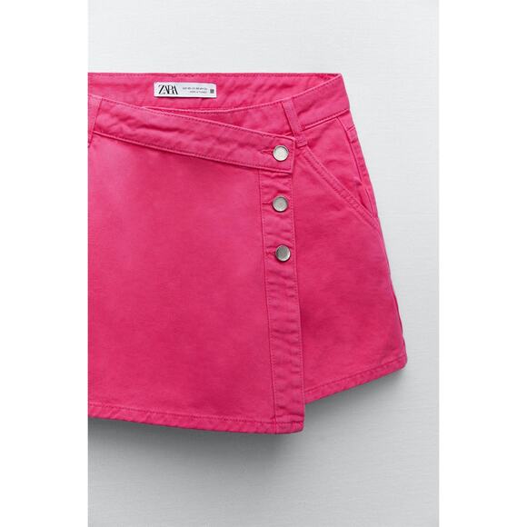 Zara Asymmetrical Button Front Denim Skort - Picture 5 of 16